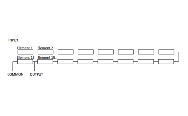 Figure 4 - Schematic of 16 element voltage divider